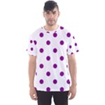 Polka Dots - Purple Violet on White Men s Sport Mesh Tee