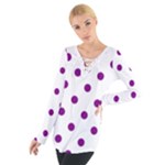 Polka Dots - Purple Violet on White Women s Tie Up Tee