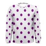 Polka Dots - Purple Violet on White Men s Long Sleeve T-shirt