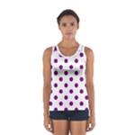 Polka Dots - Purple Violet on White Women s Sport Tank Top