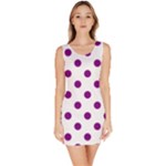 Polka Dots - Purple Violet on White Bodycon Dress