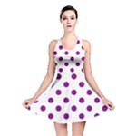 Polka Dots - Purple Violet on White Reversible Skater Dress