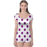 Polka Dots - Purple Violet on White Boyleg Leotard (Ladies)