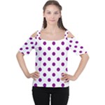 Polka Dots - Purple Violet on White Women s Cutout Shoulder Tee