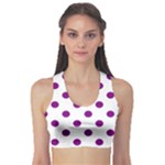 Polka Dots - Purple Violet on White Women s Sports Bra