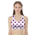 Polka Dots - Purple Violet on White Women s Sports Bra with Border