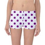 Polka Dots - Purple Violet on White Reversible Boyleg Bikini Bottoms