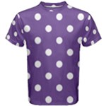 Polka Dots - White on Dark Lavender Violet Men s Cotton Tee