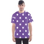 Polka Dots - White on Dark Lavender Violet Men s Sport Mesh Tee