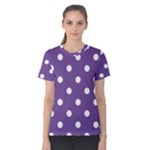 Polka Dots - White on Dark Lavender Violet Women s Cotton Tee