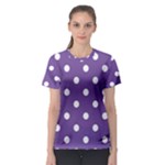 Polka Dots - White on Dark Lavender Violet Women s Sport Mesh Tee