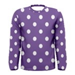 Polka Dots - White on Dark Lavender Violet Men s Long Sleeve T-shirt