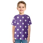 Polka Dots - White on Dark Lavender Violet Kid s Sport Mesh Tee