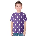 Polka Dots - White on Dark Lavender Violet Kid s Cotton Tee