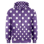 Polka Dots - White on Dark Lavender Violet Men s Zipper Hoodie