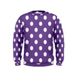 Polka Dots - White on Dark Lavender Violet Kid s Sweatshirt