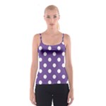 Polka Dots - White on Dark Lavender Violet Spaghetti Strap Top