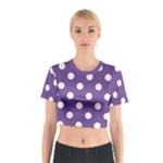 Polka Dots - White on Dark Lavender Violet Cotton Crop Top