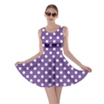 Polka Dots - White on Dark Lavender Violet Skater Dress