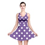 Polka Dots - White on Dark Lavender Violet Reversible Skater Dress