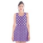 Polka Dots - White on Dark Lavender Violet Scoop Neck Skater Dress