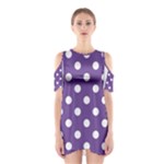 Polka Dots - White on Dark Lavender Violet Women s Cutout Shoulder Dress