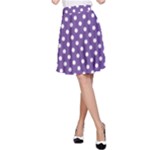 Polka Dots - White on Dark Lavender Violet A-Line Skirt