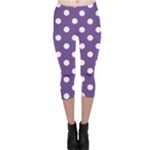 Polka Dots - White on Dark Lavender Violet Capri Leggings