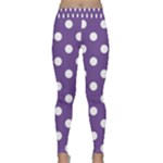 Polka Dots - White on Dark Lavender Violet Yoga Leggings