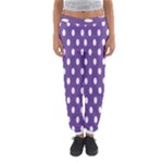 Polka Dots - White on Dark Lavender Violet Women s Jogger Sweatpants