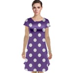 Polka Dots - White on Dark Lavender Violet Cap Sleeve Nightdress