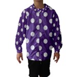 Polka Dots - White on Dark Lavender Violet Hooded Wind Breaker (Kids)