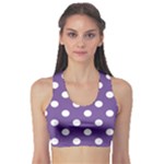 Polka Dots - White on Dark Lavender Violet Women s Sports Bra