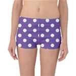 Polka Dots - White on Dark Lavender Violet Boyleg Bikini Bottoms