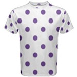 Polka Dots - Dark Lavender Violet on White Men s Cotton Tee