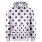 Polka Dots - Dark Lavender Violet on White Men s Zipper Hoodie