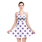 Polka Dots - Dark Lavender Violet on White Reversible Skater Dress