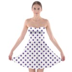 Polka Dots - Dark Lavender Violet on White Strapless Bra Top Dress