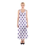 Polka Dots - Dark Lavender Violet on White Full Print Maxi Dress