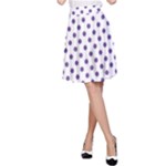 Polka Dots - Dark Lavender Violet on White A-Line Skirt