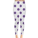 Polka Dots - Dark Lavender Violet on White Women s Leggings