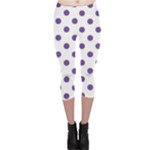 Polka Dots - Dark Lavender Violet on White Capri Leggings