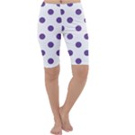 Polka Dots - Dark Lavender Violet on White Cropped Leggings