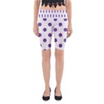 Polka Dots - Dark Lavender Violet on White Yoga Cropped Leggings