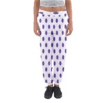 Polka Dots - Dark Lavender Violet on White Women s Jogger Sweatpants