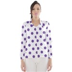 Polka Dots - Dark Lavender Violet on White Wind Breaker (Women)