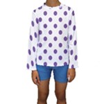 Polka Dots - Dark Lavender Violet on White Kid s Long Sleeve Swimwear