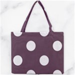 Polka Dots - White on Eggplant Violet Mini Tote Bag