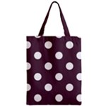 Polka Dots - White on Eggplant Violet Zipper Classic Tote Bag