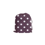 Polka Dots - White on Eggplant Violet Drawstring Pouch (XS)